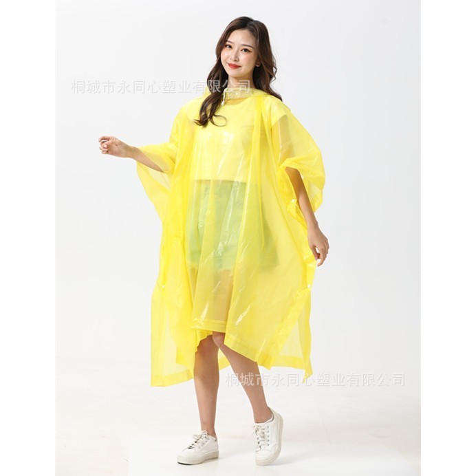 Jas Hujan Korea Plastik EVA Poncho Transparan Bahan Tebal - KuningJasHujan
