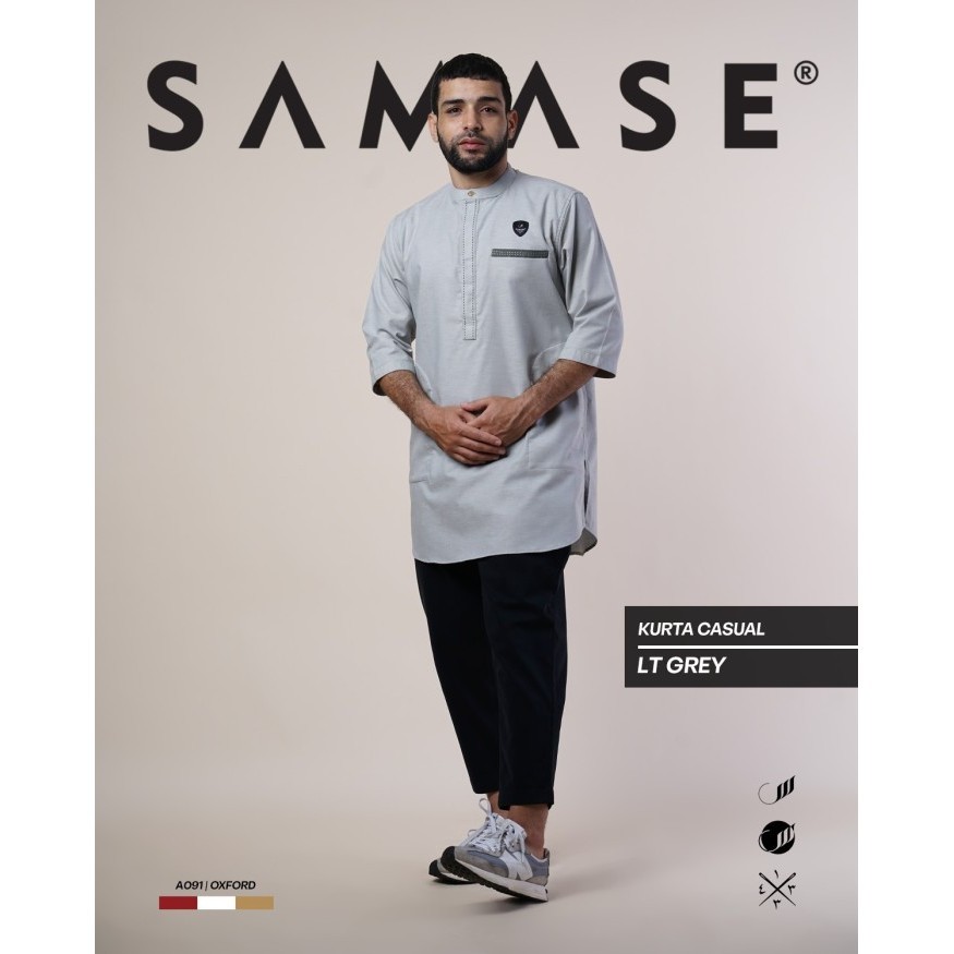 SAMASE Kurta Casual A-091 - Oxford - Light blue, S