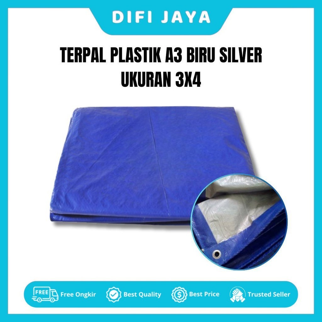 TERPAL PLASTIK warna BIRU SILVER UKURAN 3X4