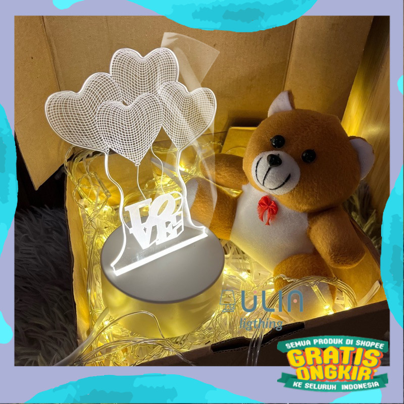 

Kado ulang tahun cewe Hampers ulangtahun Brithday Anniversary Wisuda Kado lebaran Sweet 17 Gift box Lampu akrilik Boneka Romantis/ kuning coklat abu ungu sage