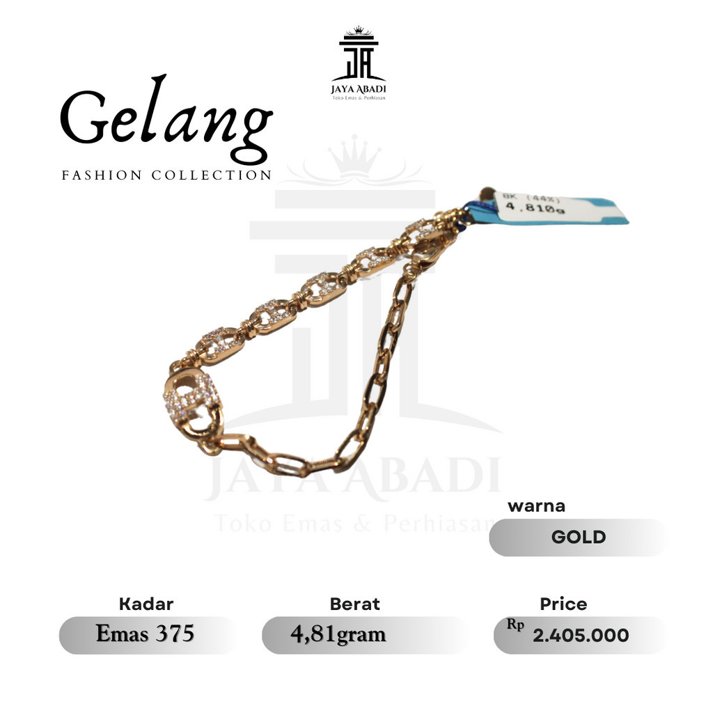 Gelang Emas Kadar 375 Asli Fashion Wanita Perempuan