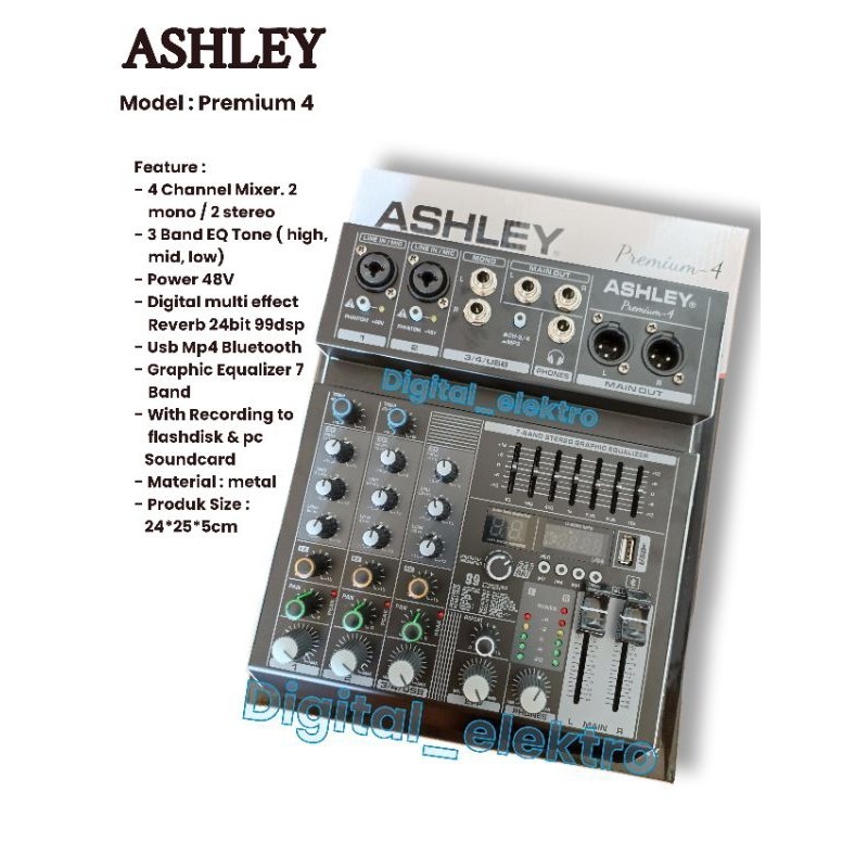 Mixer Ashley Premium 4 / Mixer Ashley Support PC Soundcard Effect Vocal Reverb Mixer Ashley 4 Channel