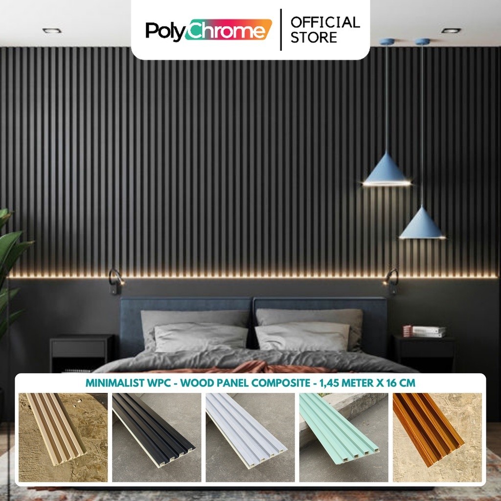 [10 Motif] Wood Panel Composite WPC 1,45 meter Recover Kayu Coklat Putih Merah Cherry Dark Walnut Ma