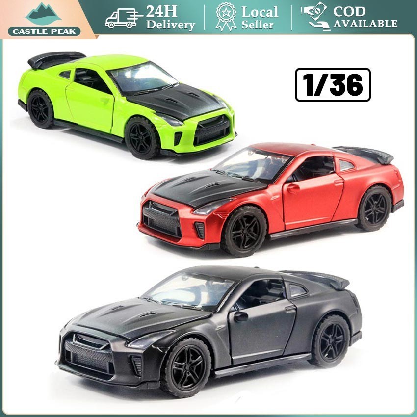 Miniatur Diecast Mobil Nissan GTR Diecast 1:36 - Miniatur Mobil Pajangan Nissan GTR R35 Merah Hijau 