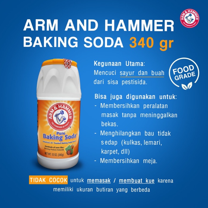 

ARM HAMMER BAKING SODA 340gr UNTUK PENCUCI BUAH & SAYUR