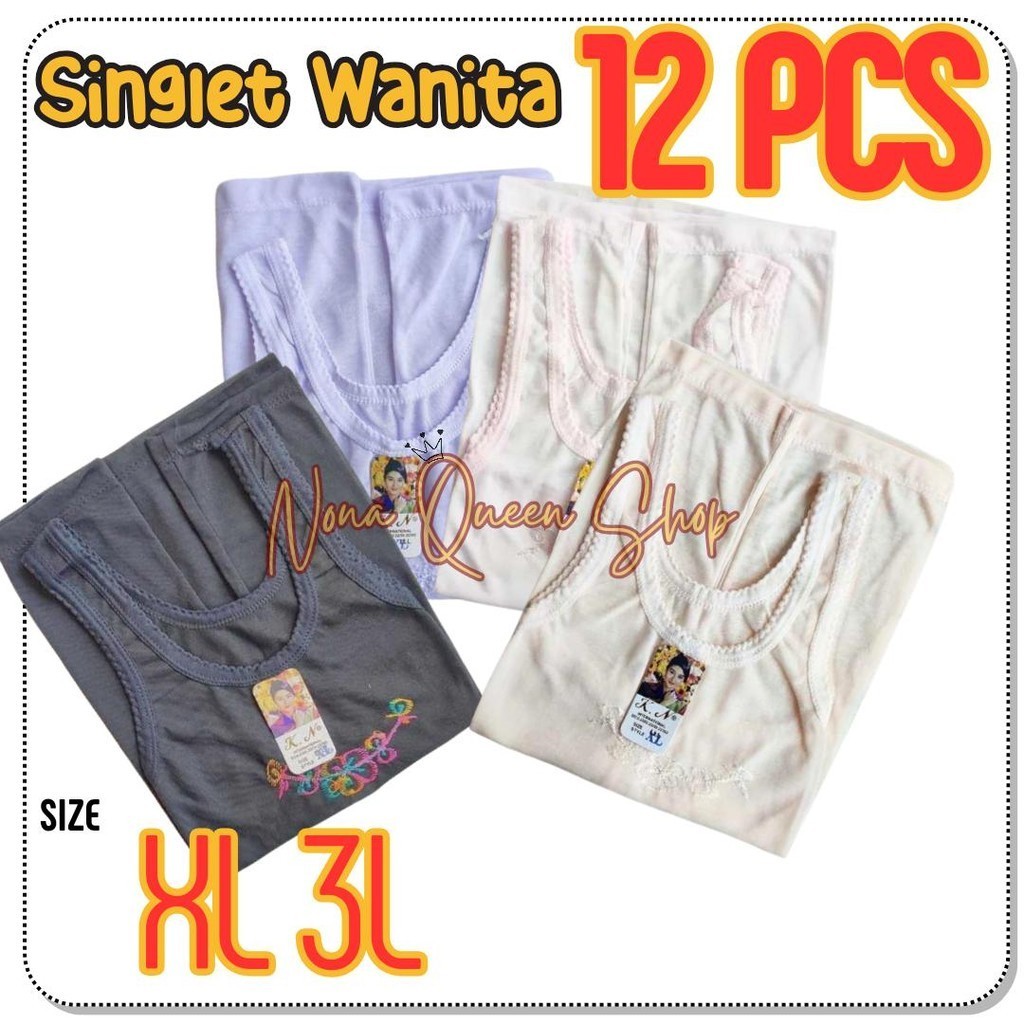 Grosir 12 Pcs Kaos Dalam Wanitia Dewasa Lusinan / SINGLET WANITA DEWASA KN