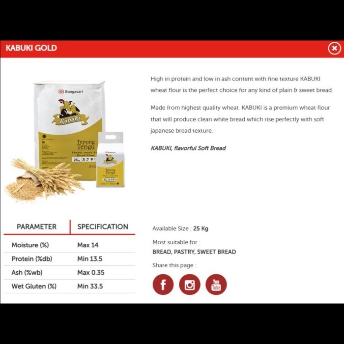 

BUNDLING 3pcs Bungasari Kabuki Gold Tepung Terigu Super 1 KG