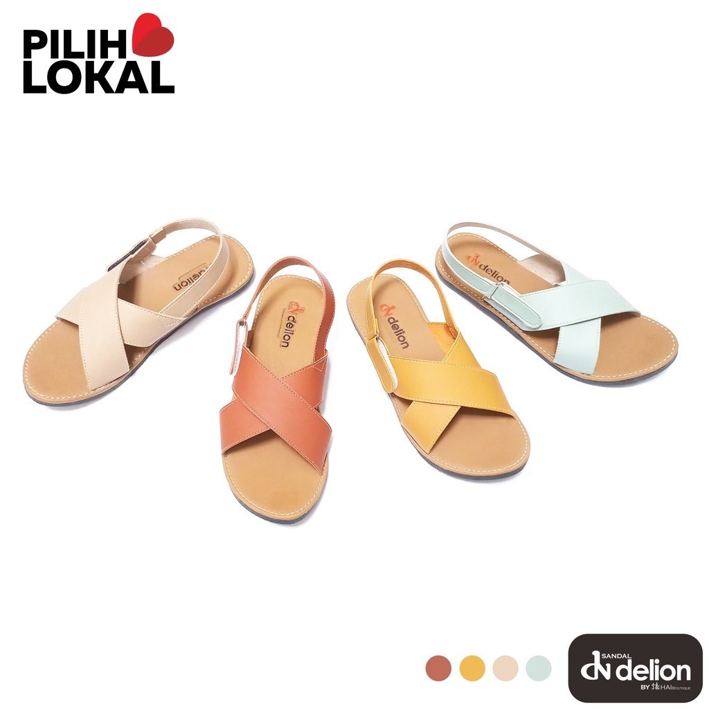 DISKON RAMADHAN Sendal Sepatu Wanita Kekinian Slop Silang Korea Tali Belakang Elegan Terbaru 2023 - 
