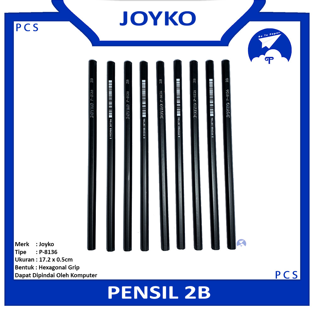 

Joyko - Pensil Tulis Kayu Hitam 2B Untuk Ujian P-8136 - Pcs