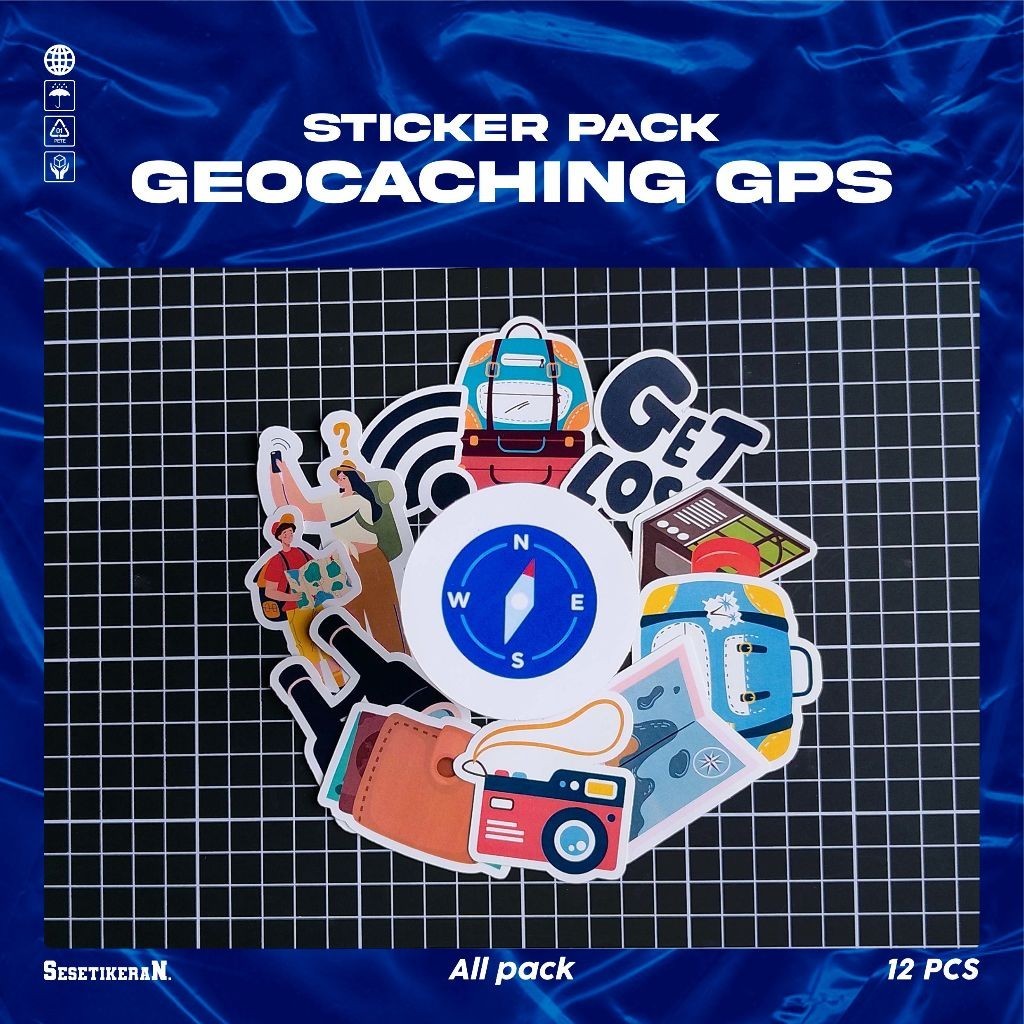 

COD✨ Sesetikeran Stiker Pack Geocaching GPS Colorfull Keren Untuk Koper Laptop Skateboard