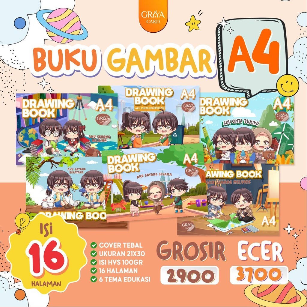 

BUKU GAMBAR A4 | DRAWING BOOK GRIYACARD A4 | GROSIR BUKU MENGGAMBAR ANAK | BUKU SKETSA
