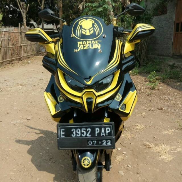 Paket Bodi Body Yamaha Nmax Predator Old + Jok Custom Full Set ( 2015-2019 ) Grafist Hitam kuning