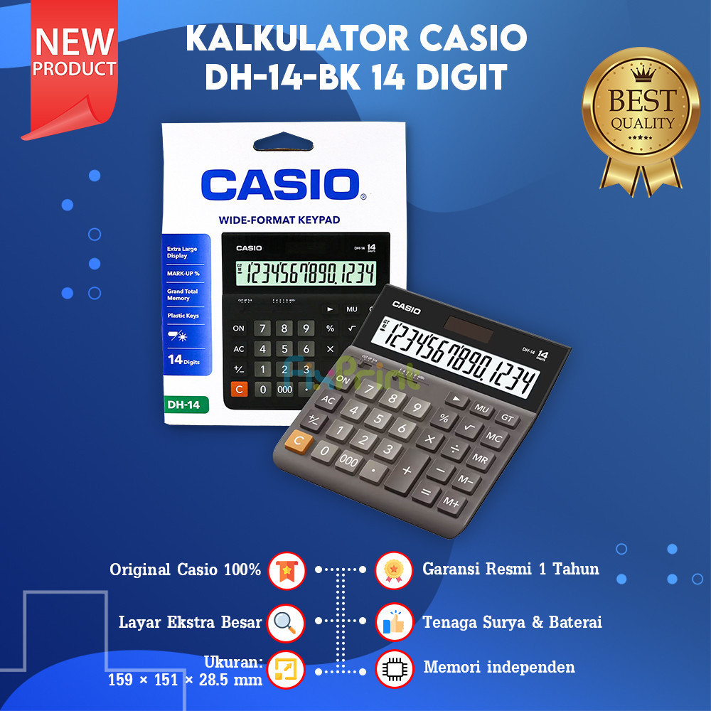 

Calculator Casio Dekstop Black 14 Digits Casio DH-14 New Original
