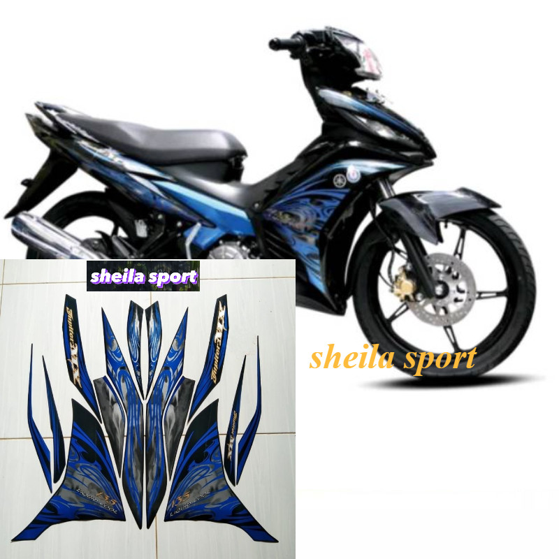 Striping sticker lis body yamaha jupiter mx new 135 2011 hitam biru / Stiker motor jupiter mx