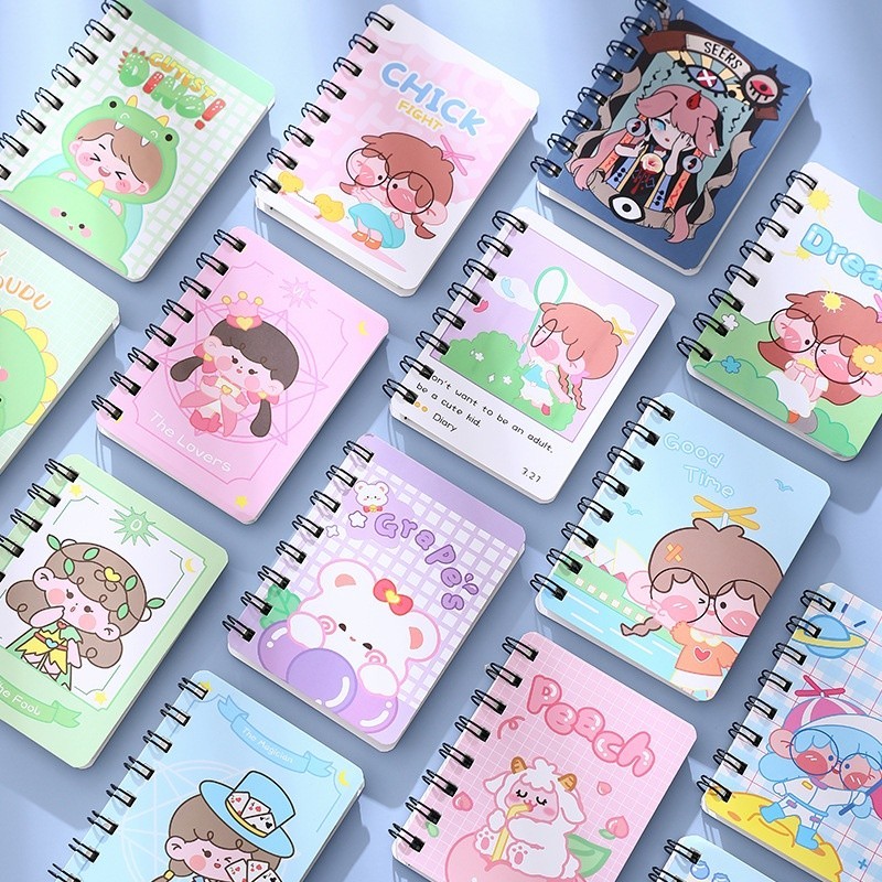 

A7 Notebook Spiral Motif Gambar Kartun Lucu / Buku Catatan Kecil Diary Book