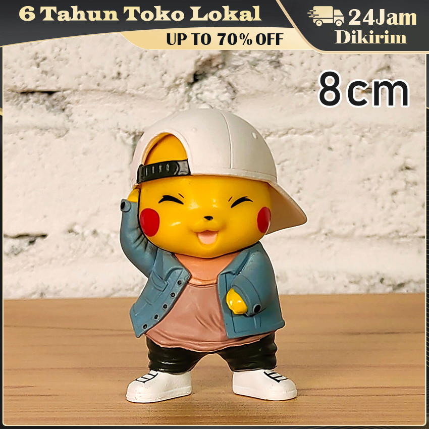 8CM Action Figure Pokemon Pikachu Punk Version Set / Mainan Topper Cake Miniatur Pajangan Hiasan