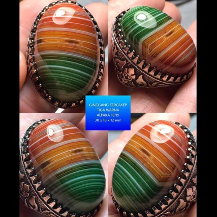 Cincin Batu Akik Natural Gambar Yaman Chalsedony Motif Unik Antik 1