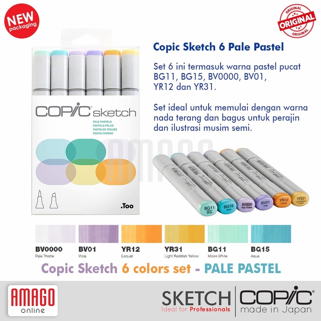 

COPIC Sketch Marker - Set isi 6 - Pale Pastels - CSM/6PLP
