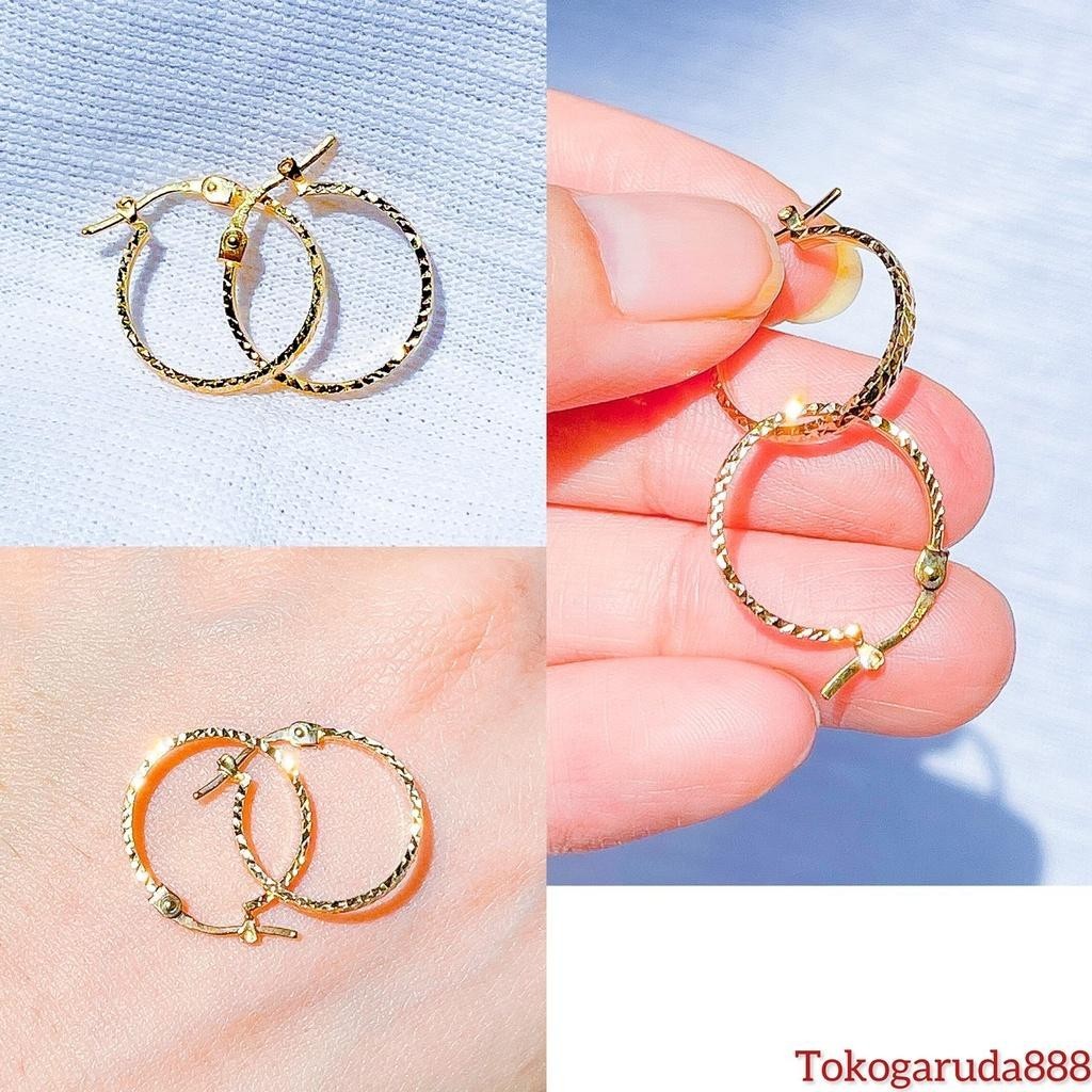 Anting bulat jepit anak dan dewasa e asli  700 70 16k gipsy roseg dewasa gipsi giwang kerabu hoops t
