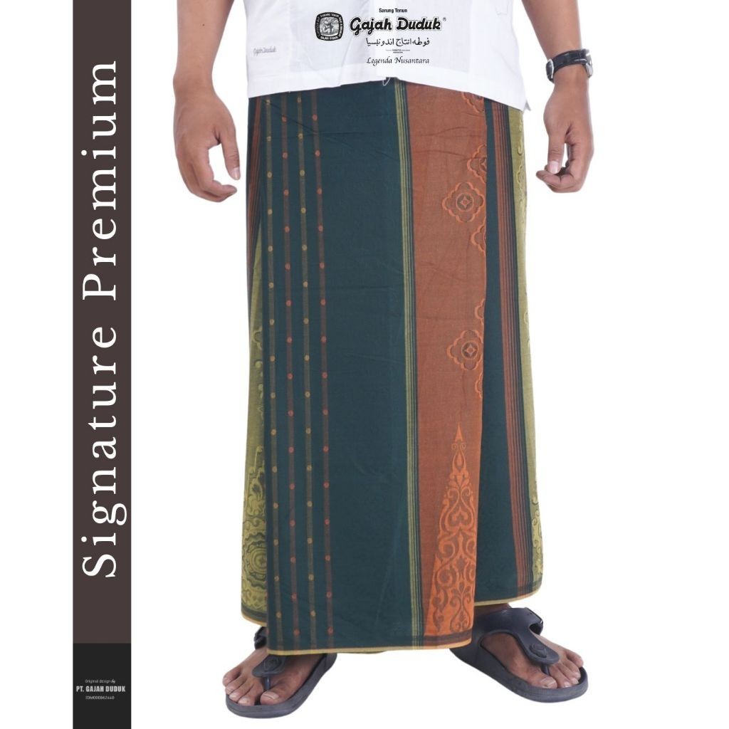 Gajah Duduk - Signature Premium - Sarung Motif Warna Hijau