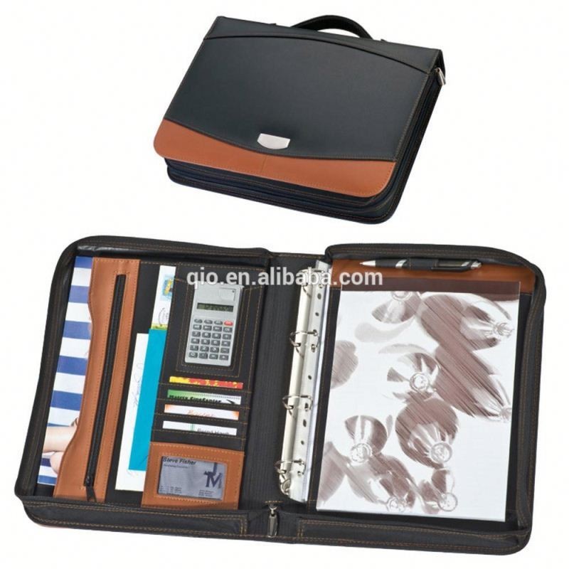 

new fashion portable PU leather planner notebook set with mini calculator and cards/pen holder NOTEBO908-5