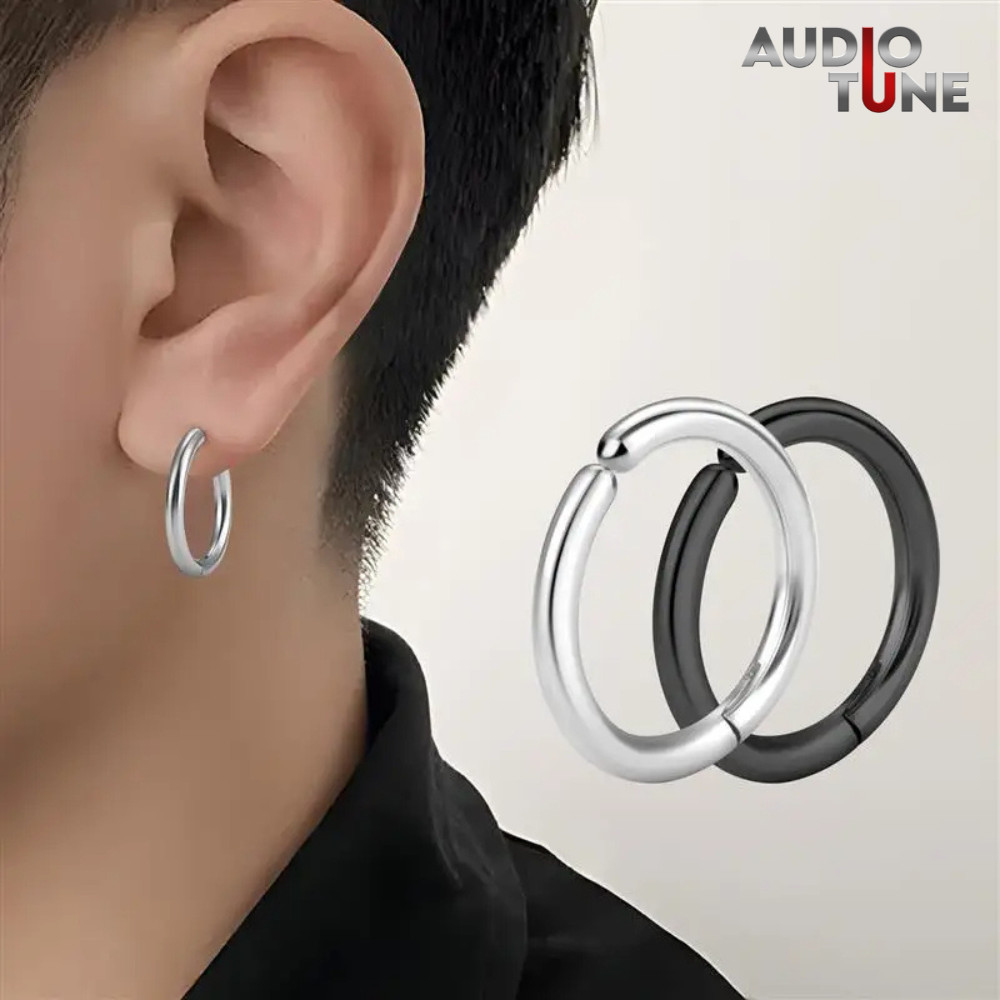 1Pc Anting Klip Tanpa Tindik Bahan Titanium Steel Gaya Hip Hop Untuk Pria / Wanita 3 Warna