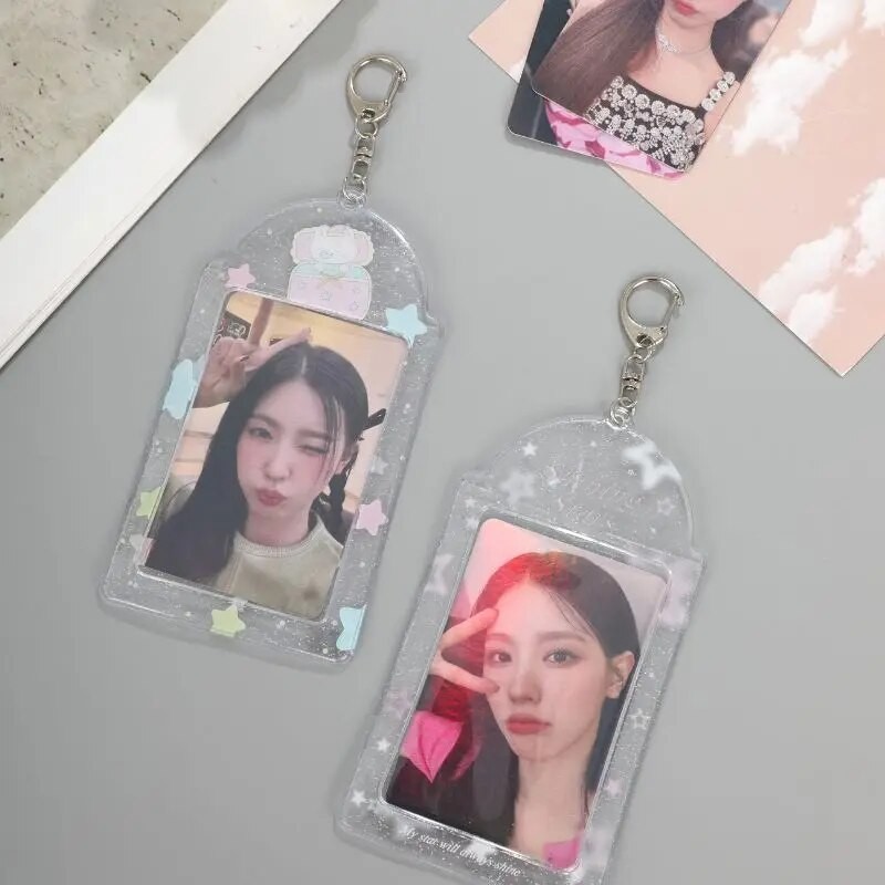 

Ins Glittery Transparent Kawaii 3 Inch Kpop Photocard Holder Idol Photocard Holder Cartoon Star Photo Card Holder Bag Pendant