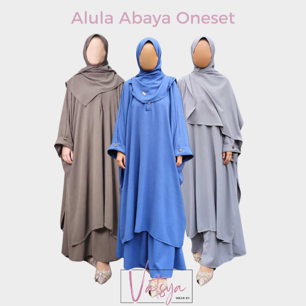 Alula Abaya Tunik Syari - One Set Tunik Jumbo + Rok + Pashmina  Crinkle Airflow