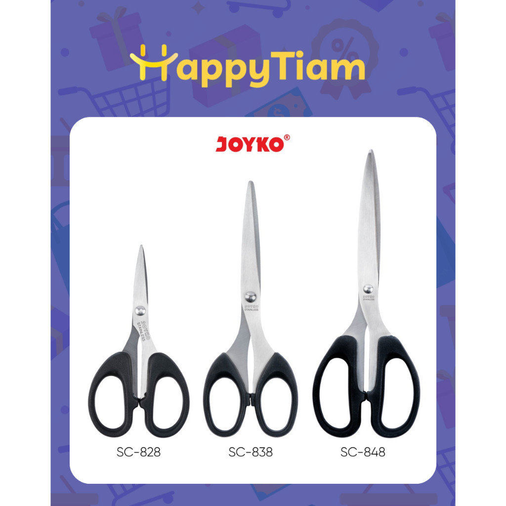 

GUNTING JOYKO SC 828 ~ 848 SCISSORS PEMOTONG KERTAS KECIL BESAR ANTI KARAT SERBAGUNA