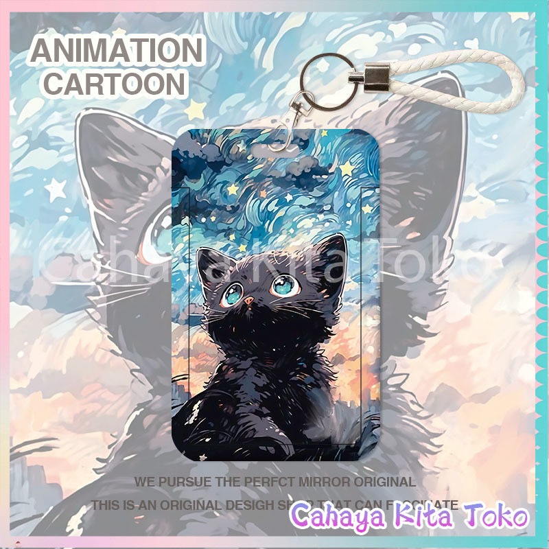 

ID CARD HOLDER/SARUNG KARTU/pesanan Hadiah Khusus/SUPPORT HARGA GROSIR/Kucing yang mengangkat kepalanya untuk melihat langit bintang-bintang