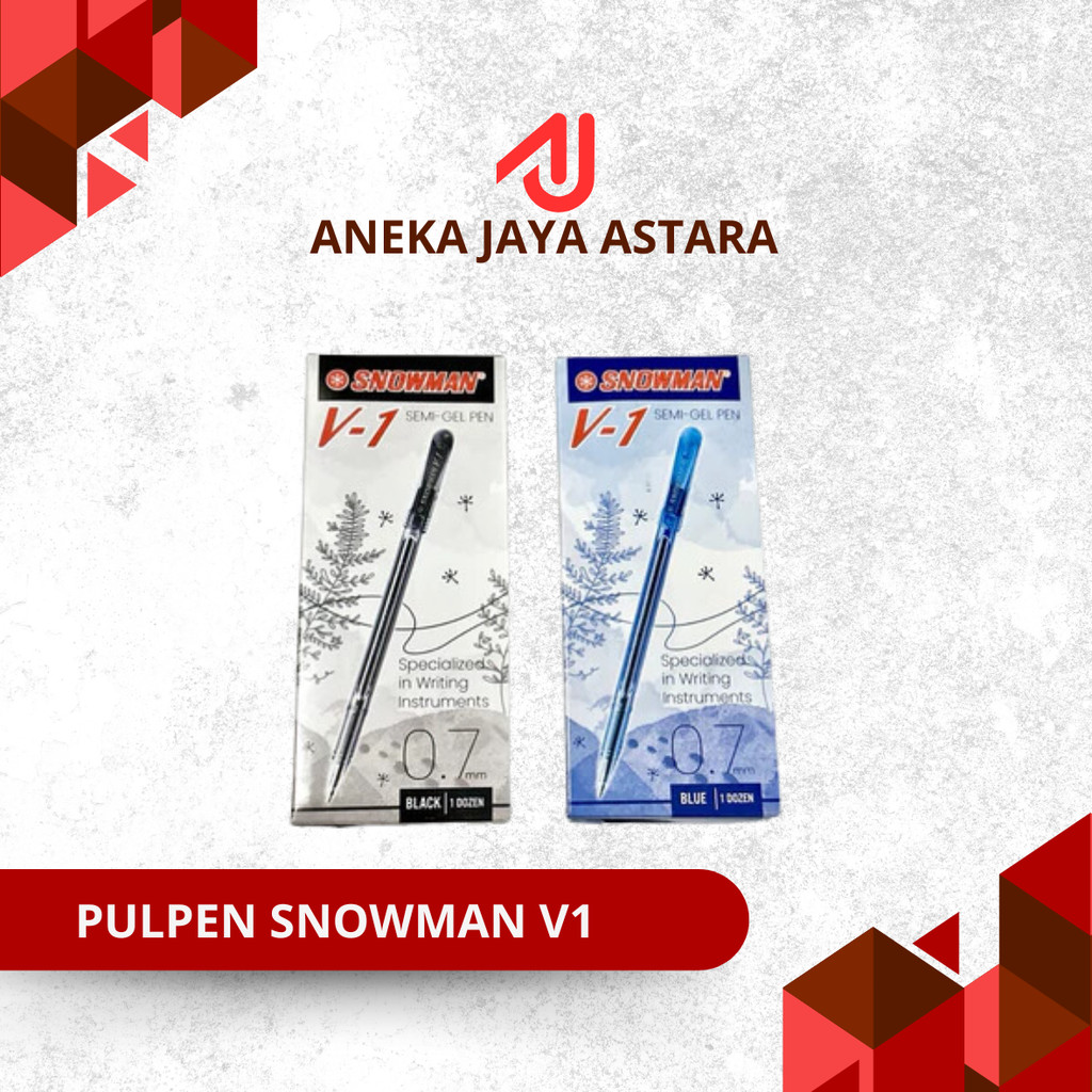 

Pulpen Snowman V1 Hitam / biru semi gel-ink 0.7 mm (LSN / 12 PCS)