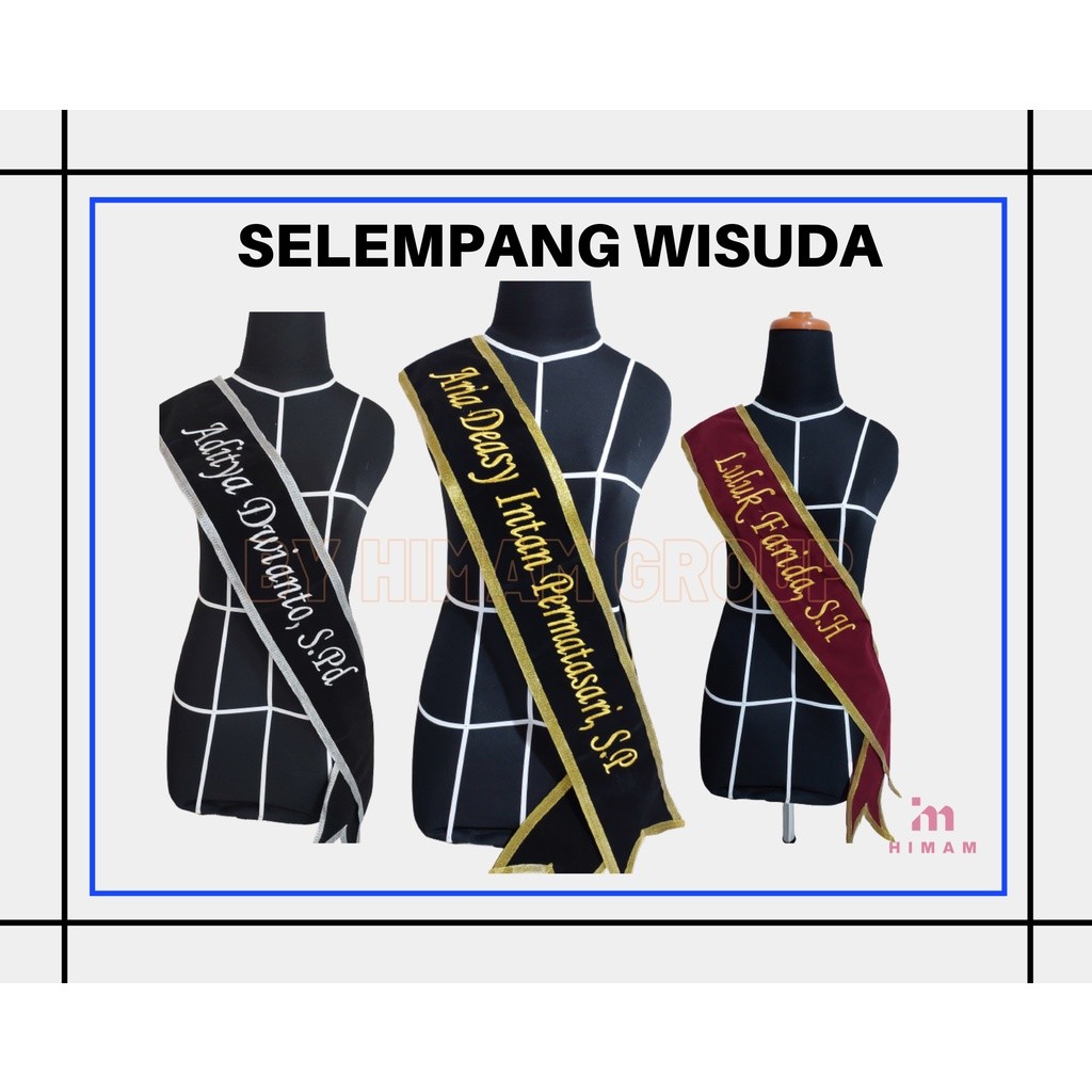 (LANGSUNG JADI) Selempang Wisuda Bludru List Pita Selempang Wisuda