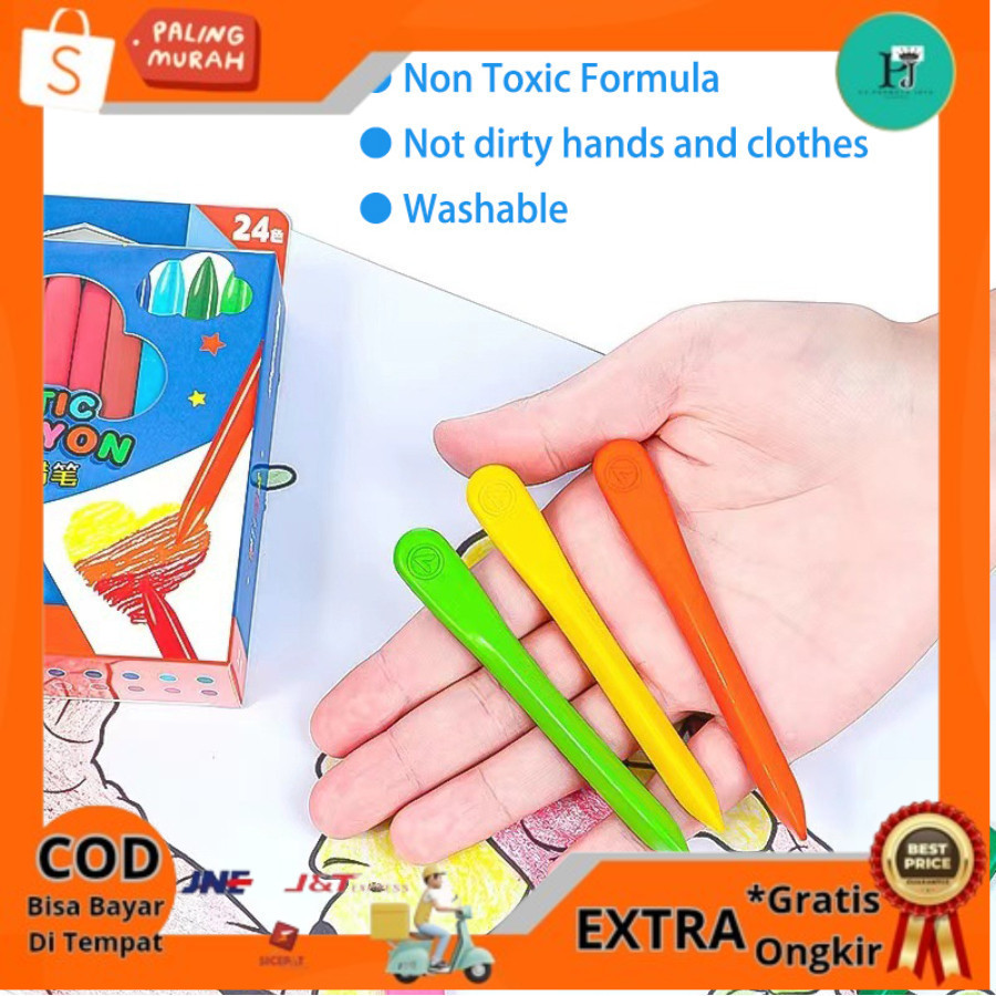 

Crayon Warna 24 Set Washable Non Toxic Triangle Design - 9002