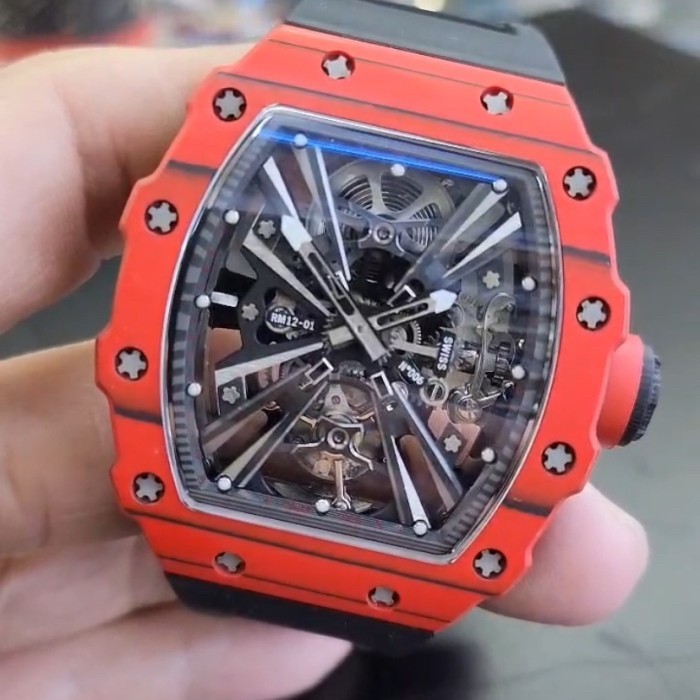 RM 12-01 Red carbon with black rubber active tourbilon