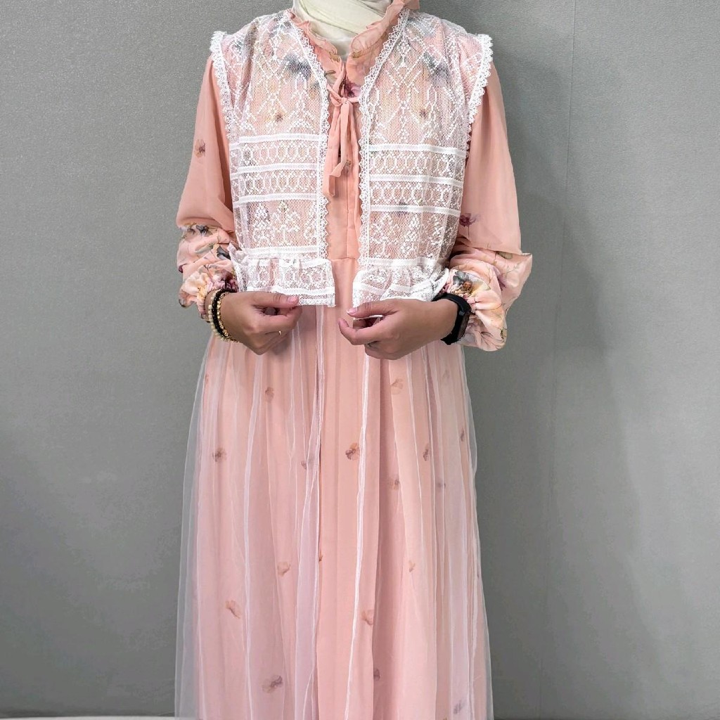 Gamis Elegant Busui Friendly +Tile  bisa lepas pasang