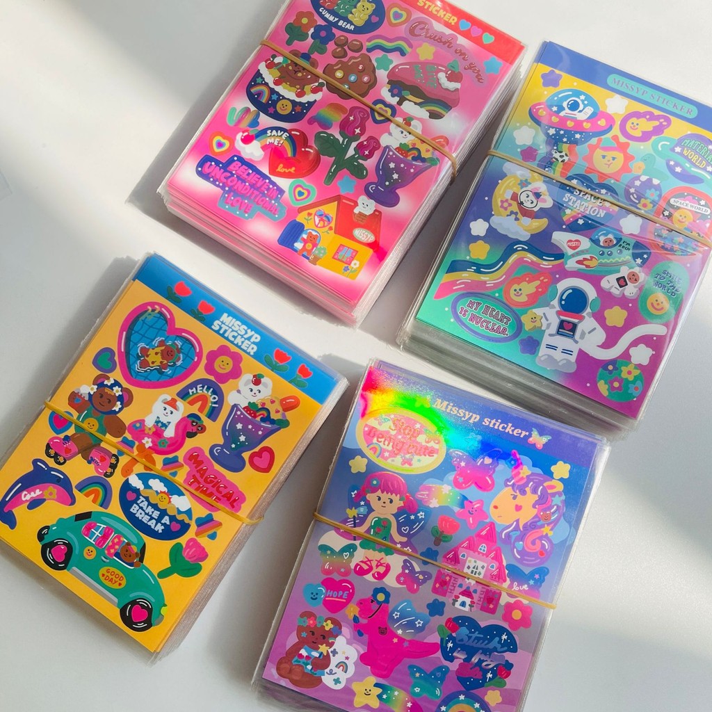 

Korean Ins Cute Personality Retro Laser Sticker Scrapbooking Ipad Mobile Phone School Stationery Decorative Stickers Aesthetics