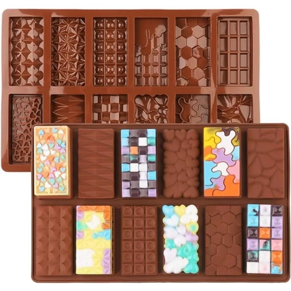 

12-Cavity 3D Silicone Chocolate Bar Mold Essential Bakeware for Baking Pastry and Candy Making for Chocolate Creative Making