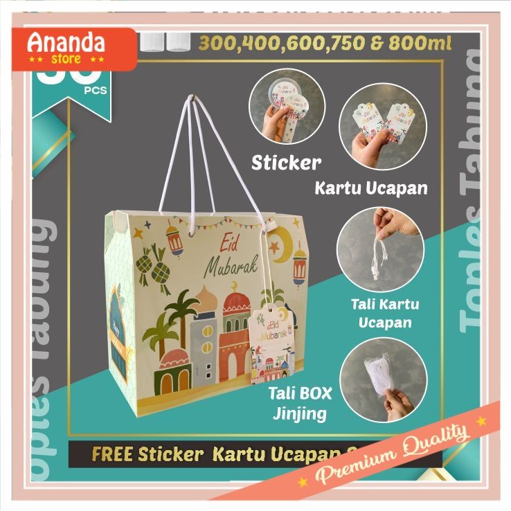 

Kado Buat Pacar Gebetan Anniversary Wisuda Teman / 50pcs Gable Box Lebaran Tali jinjing / Box Hampers Kue Kering Idul Fitri Toples Tabung/ WHITE PINK (Paket 50pcs)