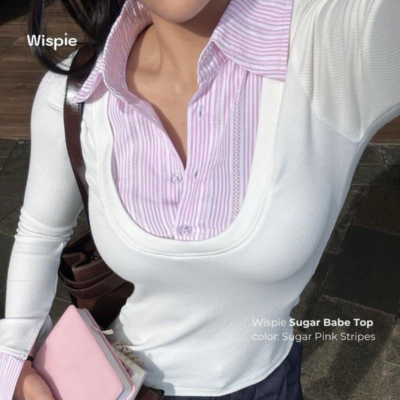 Wispie Sugar Babe Top | Atasan Wanita Slim Fit Kemeja Knit Press Body Rib