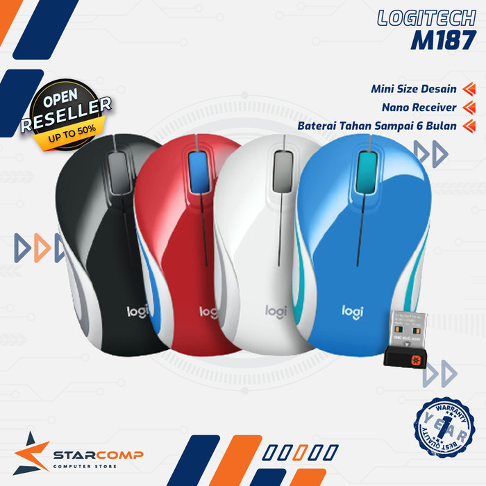 Logitech Wireless Mini Mouse M187 - Putih