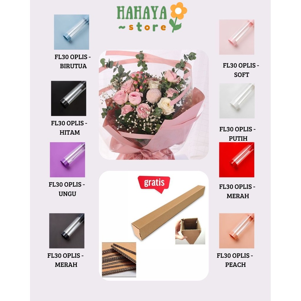 

HAHAYA - (5 LEMBAR) - FL30 OPLIS Kertas Bunga Paper Buket Motif Frame List OPP Transparan Florist Cellophane