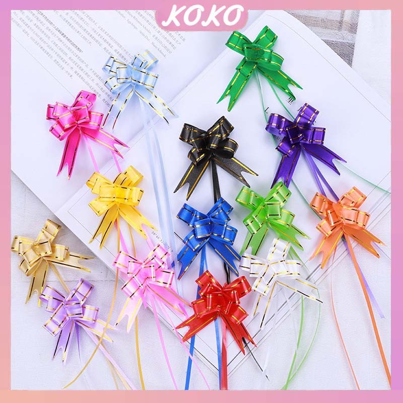 

[200 Pcs]Pita Tarik 18mm Lis Emas Serut Besar Hiasan Parcel Souvenir Pull Flower Ribbon Gold Stripes Pita Hiasan Hampers Pita Kado Parcel