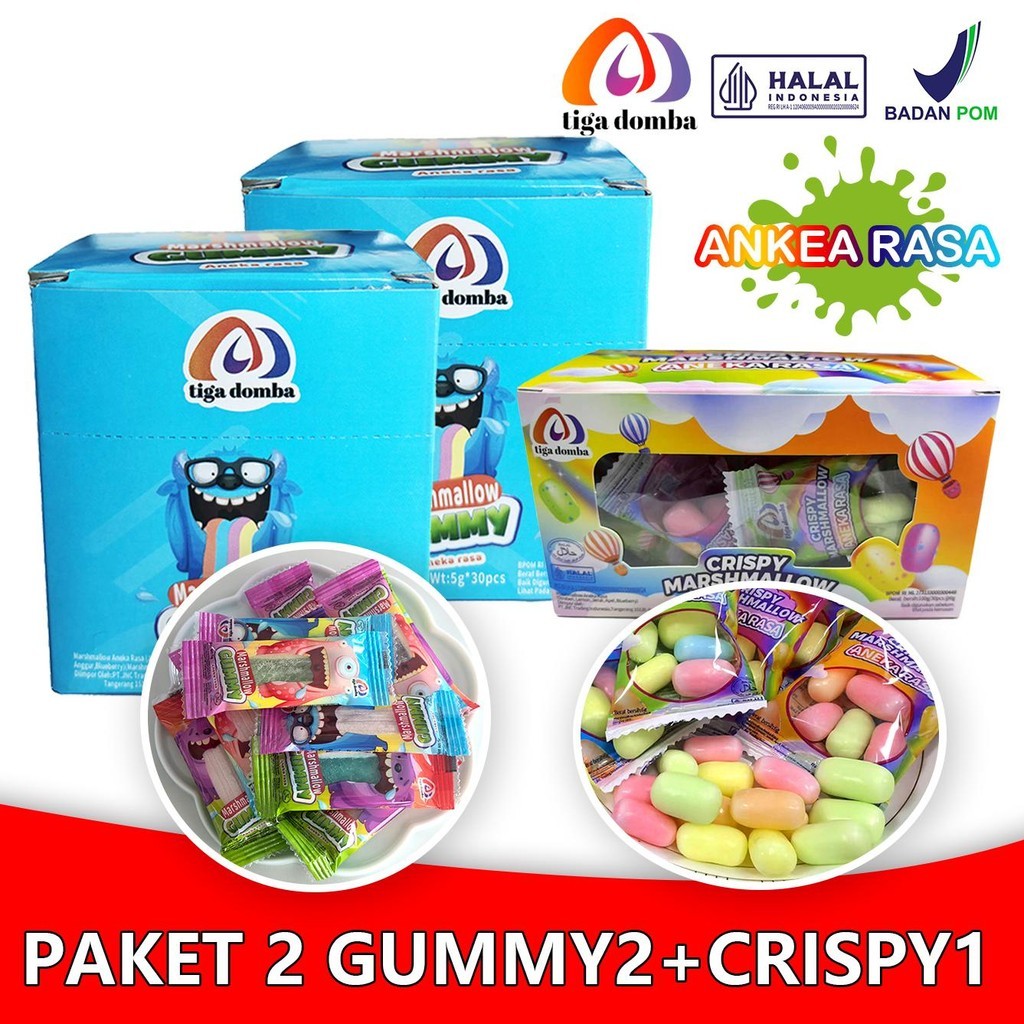 

[Halal] Pilihan Marshmallow Permen Crispy Rasa Buah yang Segar Paket 3-in-1