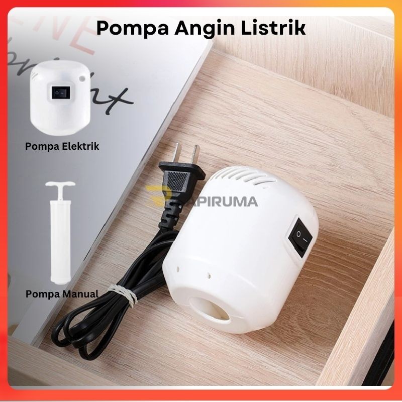 Pompa Angin Listrik / Pompa Vakum Bag / Pompa Vakum Baju / Pompa Electric & Manual Vacuum Bag Travel