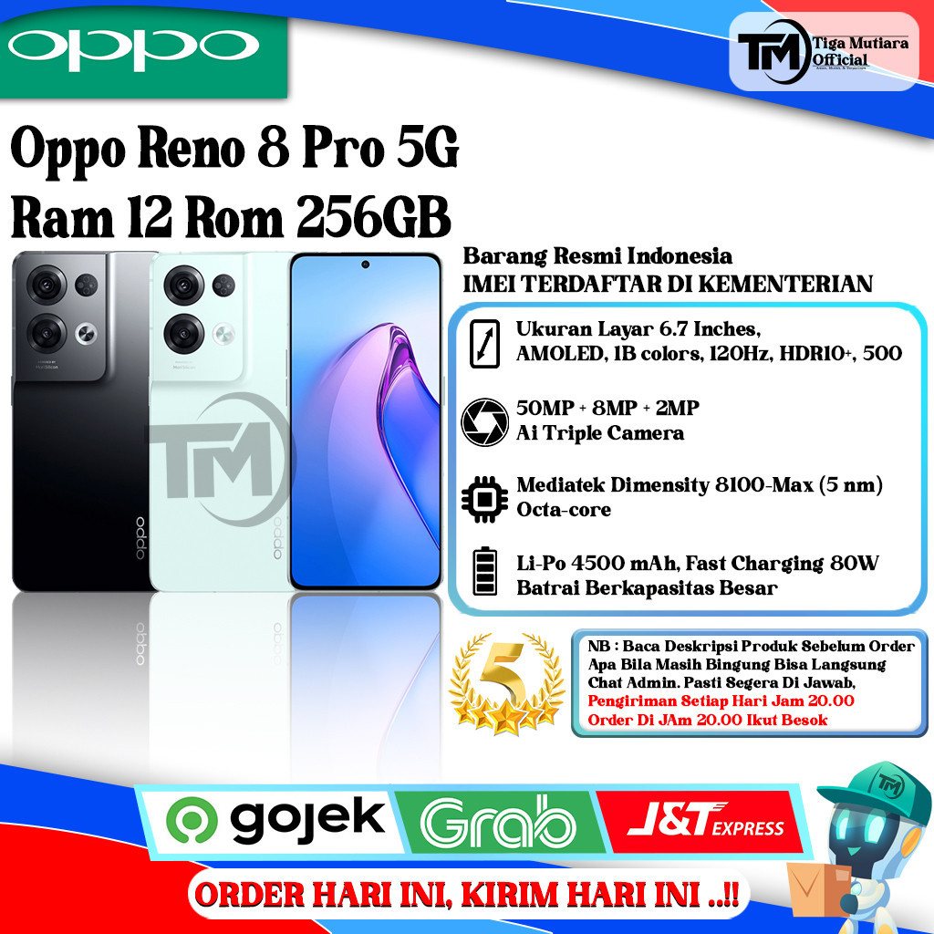 Oppo Reno 8 Pro 5G Ram 12 Rom 256GB Segel Original & Bergaransi Resmi