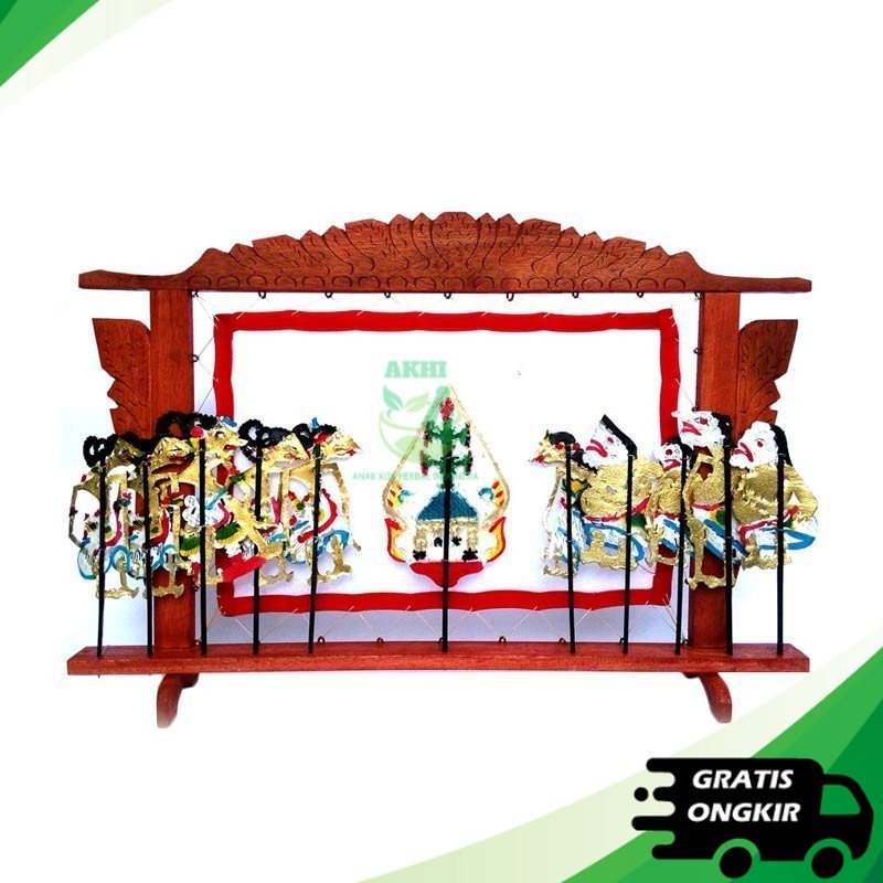 [akhi.id] Kerajinan Miniatur 1 Set Pagelaran Wayang Kulit HANDMADE / Geber wayang Polos