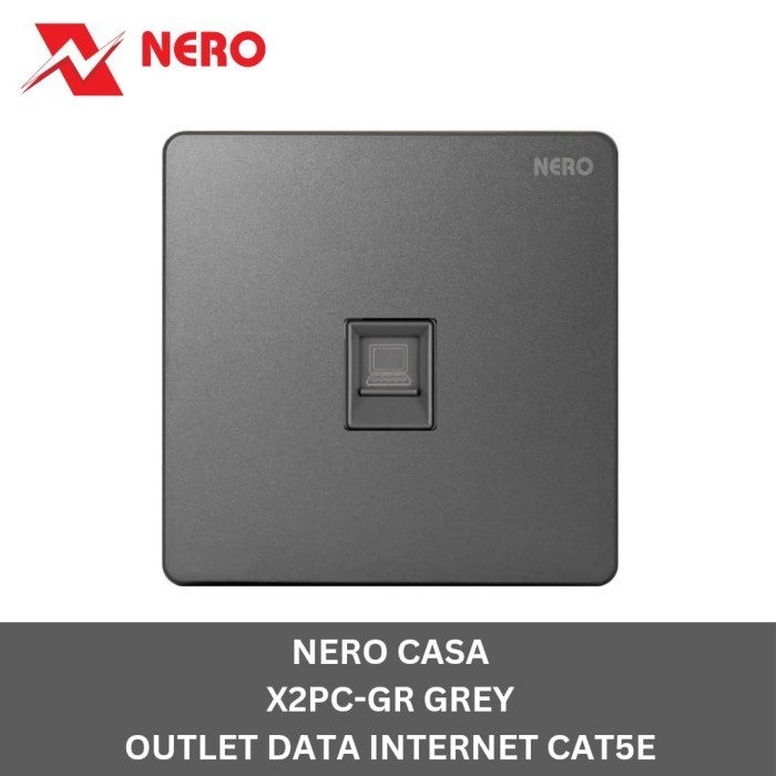 NERO CASA X2 GREY OUTLET DATA INTERNET CAT5E X2PC-GR