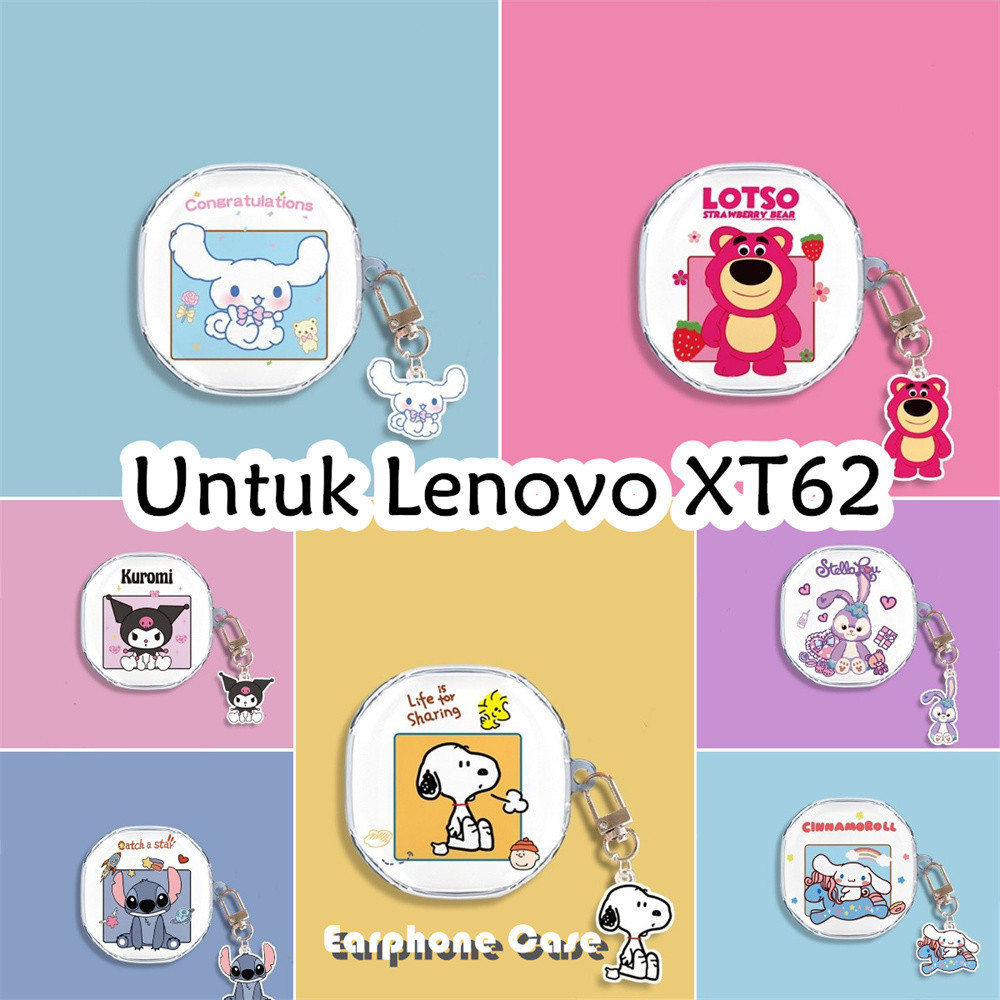 【distinctive】Untuk Lenovo XT62 Case Lucu Kartun transparan Soft Silicone Earphone Case Cover
