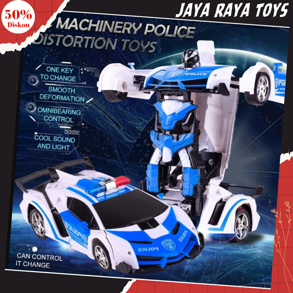 Mainan Anak Mobil Remote control Police Autobot Transform 2 in 1 Polisi Rc Car Mobil Robot Polisi Pa