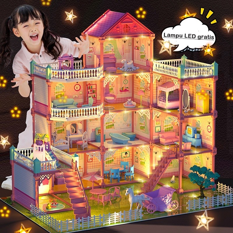 Rumah Rumahan -Mainan Princess Villa-86cm rumah barbie ukuran besar-Boneka & Mainan Boneka mainan ru